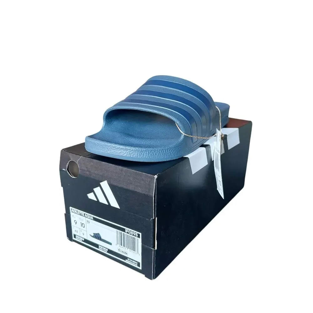 NWB Adidas Adilette Aqua Slides Sandals Men’s 9 Women’s 10 Dark Blue Comfort